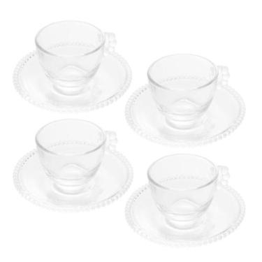 Imagem de Conjunto 4 Xícaras de Café Cristal de Chumbo com Pires Pearl 80ml Wolf
