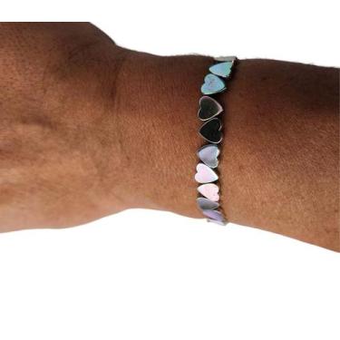 Imagem de Pulseira de hematita furta-cor de coração - Sem marca