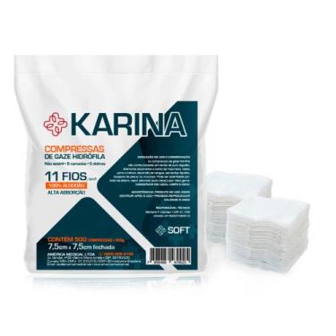 Imagem de Compressa de Gaze Hidrófila Não Estéril 11 Fios Karina - 500 Unidades 