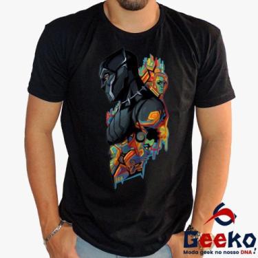 Imagem de Camiseta Pantera Negra 100% Algodão Wakanda Forever Black Panther Geek