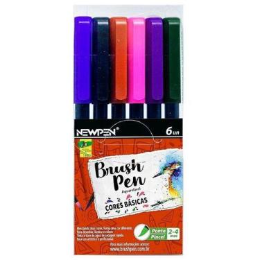 Imagem de Caneta Pincel BRUSH 2-4MM Cores Basicas Newpen com 06 Unidades 17.068
