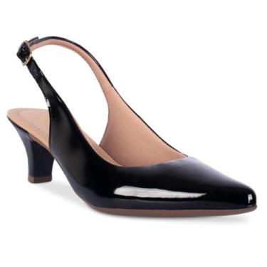 Imagem de Sapato Scarpin Feminino Salto Fino Aberto Atrás - RHN SHOES, Preto ver