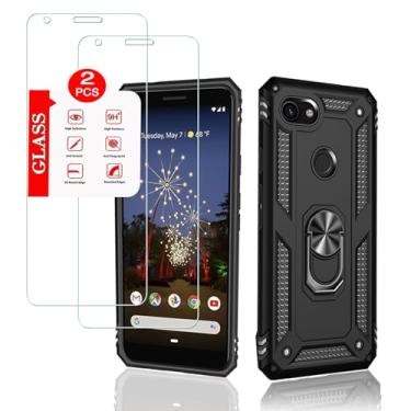 Imagem de Capa para Google Pixel 3A XL (não serve para 3A) com [2 unidades] protetor de tela de vidro temperado, para Google Pixel 3A XL armadura resistente [grau militar] protetora, capa de telefone com