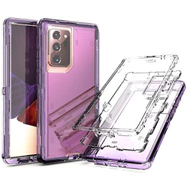 Imagem de YmhxcY Capa para Galaxy Note 20 Ultra - 3 camadas de proteção contra quedas, silicone à prova de choque e capa transparente - roxo transparente