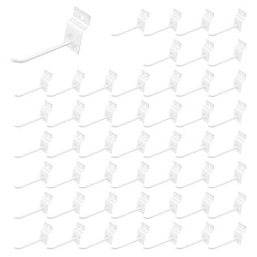 Imagem de Waltool Conjunto de 50 peças de ganchos brancos de painel de slatwall de 10 cm, ganchos de metal para pendurar na parede, organizador de quadro de garagem, loja de varejo