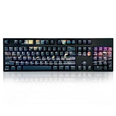 Imagem de GUNMJO PBT Teclas de astronauta de sublimação de tinta para teclado de jogos com teclado mecânico Cherry Gateron MX Switches, perfil OEM 61/87/Full 104 teclas compatíveis com layout dos EUA com barra