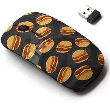 Imagem de Mouse sem fio de 2,4 G com design de padrão fofo para todos os laptops e desktops com nano receptor - Cheeseburger saboroso e suculento