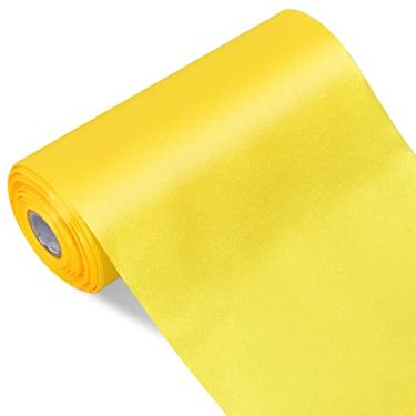 Imagem de TONIFUL Fita de cetim amarelo-claro limão de 15 cm x 22 m de largura, fita de tecido sólido para corte de cerimônia de costura, decoração de festa, cadeira, faixa de mesa, arcos, decoração de jardim, ambientes internos e externos
