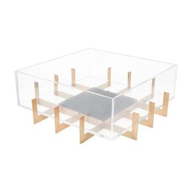 Imagem de Centro de Mesa Float Quadrado em Acrílico com Mármore Nero Marquina - 