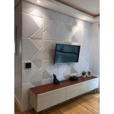 Imagem de Kit 20 Placas Painel Decorativas Ripado Revestimento Moderno Parede Rustico Fosco Forro Teto Interno 3D Pvc