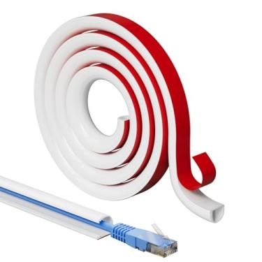 Imagem de Escondedor de cabo de 118 polegadas para TV montada na parede, ocultador de cabo adesivo de um cabo para parede, kit de pista de cobertura de cabo para ocultador de fios, corretivo de cabo de silicone