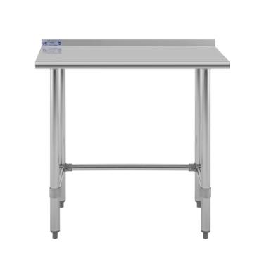 Imagem de Mesa de aço inoxidável Hally Open Base 61 x 91 cm, NSF Commercial Heavy Duty Prep & Work Table com plash e pernas galvanizadas para restaurante, casa e hotel