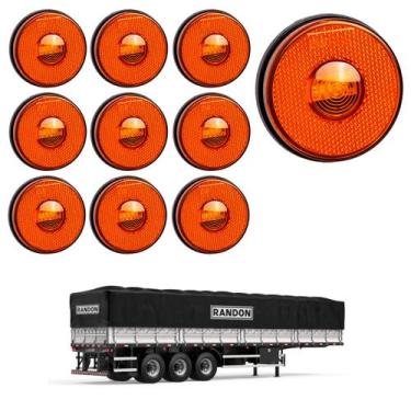 Imagem de 10 Lanterna Lateral Randon LED Âmbar 85mm Saída Fios - DW Componentes