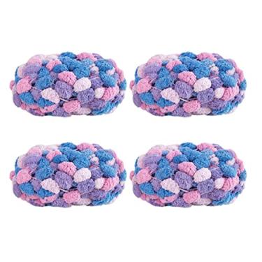 Imagem de 4 bolas de fio Pomp-A-Doodle, 100% poliéster Jelly Bean POM-POM para crochê, cobertor de tricô, tapete para animais de estimação, 600 g (noite de mirtilo)