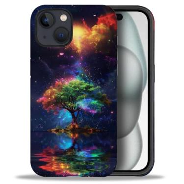 Imagem de yicomon Capa de telefone compatível com iPhone 15, linda estampa de árvore da vida, capa de telefone durável, moderna, engraçada, capa protetora macia antiarranhões à prova de choque