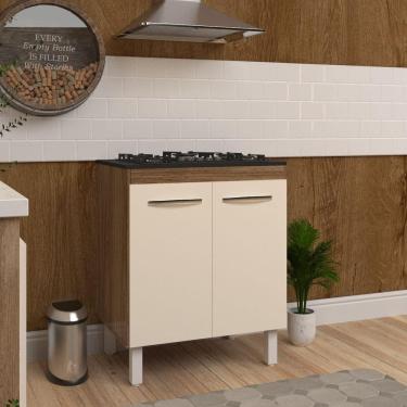 Imagem de Balcão Armário De Cozinha Para Fogão Cooktop 5 Bocas Fran Mobília Decor Savana Off White