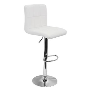 Imagem de Banqueta Confort Gomos Estofada Couro Giratória c/ regulagem - Branca 