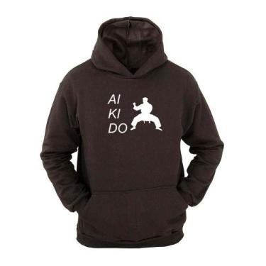 Imagem de Moletom Masculino Capuz Canguru Estampa Aikido Conforto - Ragor, G, Pr