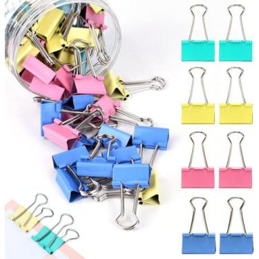 Imagem de Clips de Papel Tipo Prendedor 25mm Com 48 Peças Coloridos - Dantas