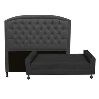 Imagem de Kit Félix com Cabeceira Geovana 1,40 cm Casal Baú Quarto Sala material