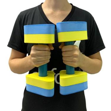 Imagem de Par Halteres Fisioterapia Aquática Natação DF1091 P 1 à 2kg Azul/Amare