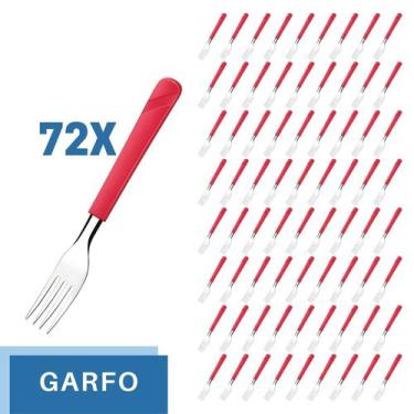 Imagem de Conjunto 72 Garfos Aço Inox Cabo Plástico Vermelho Luna - Taumer, Luna
