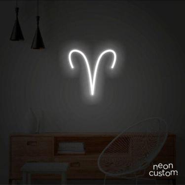 Imagem de luminaria letreiro Neon Led Signo Áries 100x100 luminoso decoração p/ 