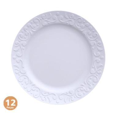 Imagem de Jogo 12 Pratos Rasos Refeição Porcelana Germer Tassel