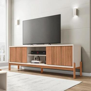 Imagem de Rack para TV até 72 Polegadas Tannen 2 PT Off White e Freijó - Modern,