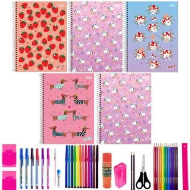 Imagem de Kit 10 Caderno Sortidos Tilibra Arame 80 Folhas Com 40 Itens