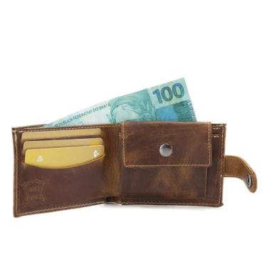 Imagem de Carteira Couro Masculina Com Divisórias Internas Para Notas Cartões Do