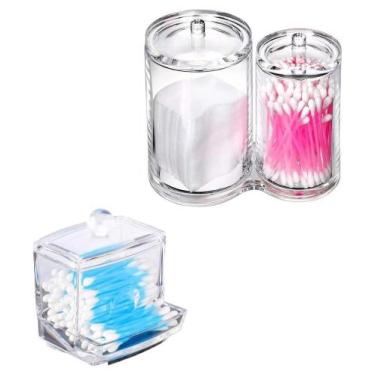 Imagem de Kit Organizador Maquiagem Pinceis Porta Cotonete E Algodão - Clink Pla