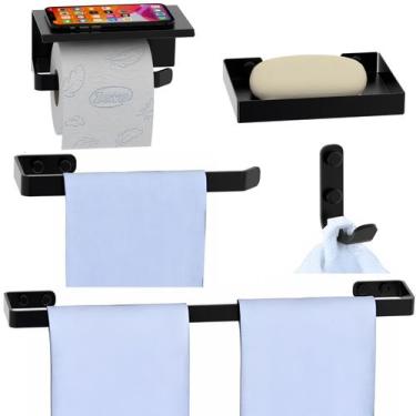 Imagem de Kit Acessórios Para Banheiro 5 Peças Preto Fosco SF.MAX - ShopForte