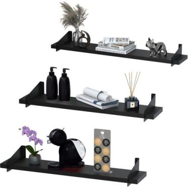 Imagem de 3 Prateleiras Suspensa Multiuso 50Cm Para Sala Quarto PP SF - ShopFort