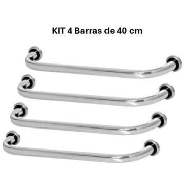 Imagem de Kit 04 Barra De Apoio Alça 40 Cm Suporte De Parede Auxilio Para Idosos