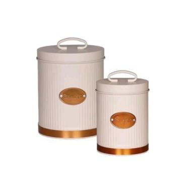 Imagem de Kit 2 Latas Metal Biscoito e Açúcar com Tampa Hermética - Mundiart, Be