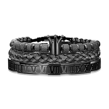 Imagem de WFYOU Pulseiras de coroa imperial para homens pulseira de ouro 18 k com contas de zircônia cúbica pulseiras cruzadas e presente de luxo masculino, Metal, Zircônia cúbica