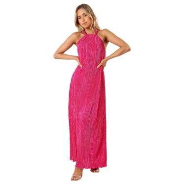 Imagem de Petal & Pup Vestido longo feminino Melody Plisse frente única, rosa, GG