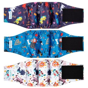 Imagem de Paw Legend Fraldas laváveis para cães machos, faixas de barriga para cães machos, fraldas reutilizáveis para filhotes e cachorros (pacote com 3, PP)