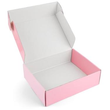 Imagem de Golden State Art, Caixa de Correio Rosa 10X8X3, Pacote com 26 Caixas de Presente Resistentes para Correspondências para Pequenas Empresas, Suprimentos de Remessa, Papelão Ondulado, Embalagem
