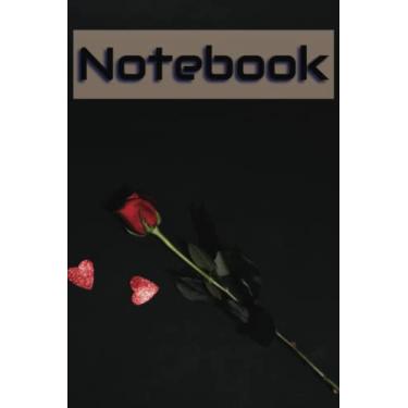 Imagem de Romantic Red Rose 6"x9" Paperback Journal or Notebook with lined pages for kids, teens or adults | Black with Rose | Office, study or school supplies: 80 pages (40 sheets)