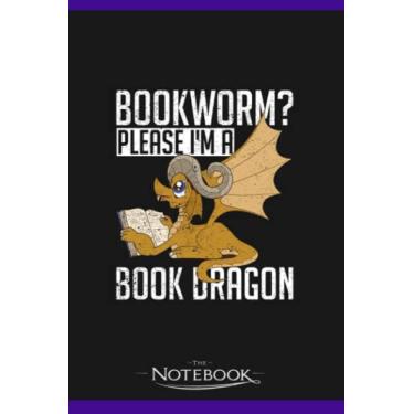 Imagem de Funny Librarian Bookworm Reading Mythical Animal Book Dragon Notebook: Planner, Diary, Lined College Ruled Paper 6 x 9 inches 120 Pages Notes