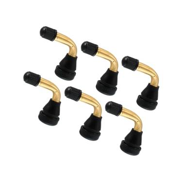 Imagem de Motoforti Válvula de pneu automotiva, 6 peças, PVR60, haste de válvula dobrada em ângulo de 90 graus, encaixe na base de borracha para carro, caminhão, motocicleta, scooter, quadriciclo, longa duração