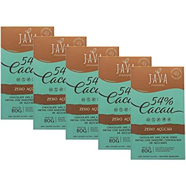 Imagem de Kit 5 Chocolate 54% Cacau Diet Vegano Sem Glúten 80g Java