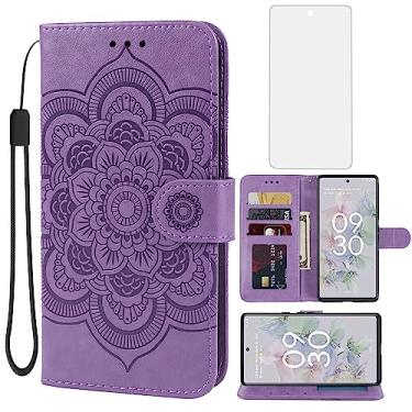 Imagem de Bohefo Capa para Pixel 6A (Não serve para Pixel 6) GX7AS Google 6A Capa carteira com protetor de tela de vidro temperado, capa flip de couro mandala com suporte para cartão de crédito para Google