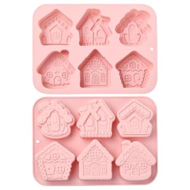 Imagem de KitBeads 2 moldes de silicone para casa, pequenos moldes de fondant para casa de férias, moldes de casa de pão de gengibre, para resina, assar, velas, sabonetes, decoração de artesanato