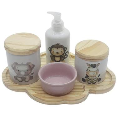 Imagem de Kit higiene bebê 5 peças Safari - Bandeja Nuvem - 102.6 - Genérico