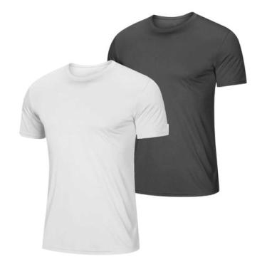 Imagem de Conjunto 2 Camisas Esportiva Dryfit Treino Gola Redonda Lisa - Camisa 
