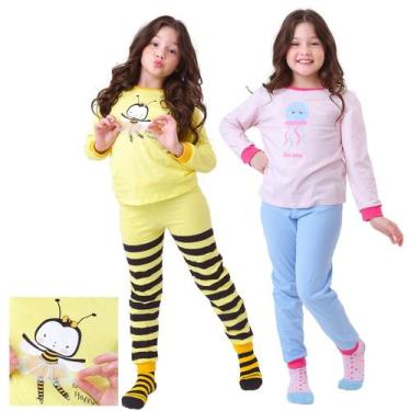 Imagem de Kit Pronto 4 Peças Pijama Macio Comprido, Longo Infantil 2 Camisas  2 