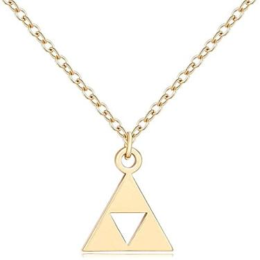 Imagem de SENFAI Brincos triangulares de aço inoxidável com pingente de jogo de ouro 14K, Aço inoxidável, Sem Pedra Preciosa